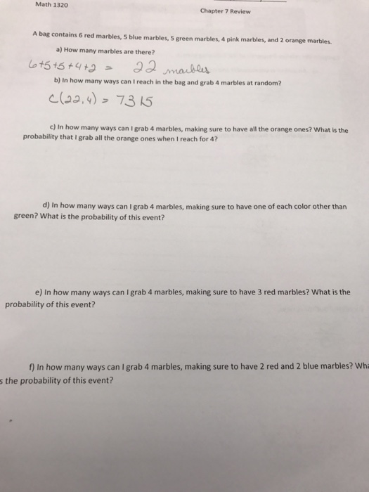 Solved 7 A Bag Contains 24 Red Marbles 13 Blue Marbles Chegg Com
