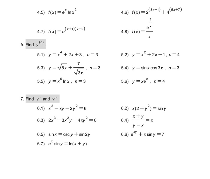 Chapter 2 Derivatives 1 Find X Of The Following Chegg Com