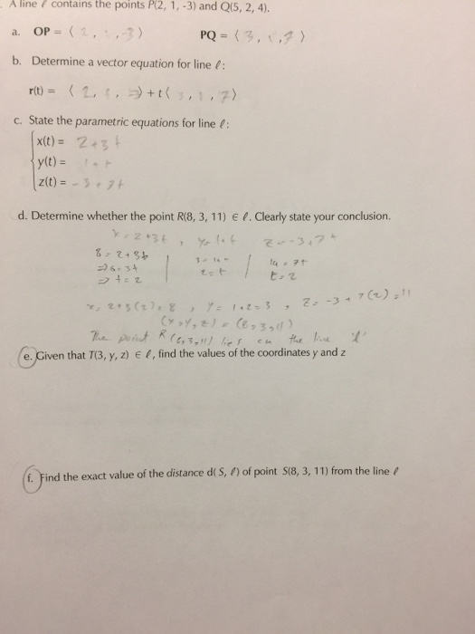 Solved A Line Contains The Points P 2 1 3 And Q 5 2 Chegg Com