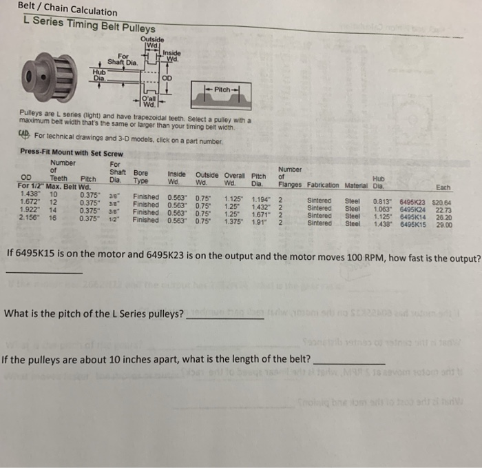 timing belt and pulley selection