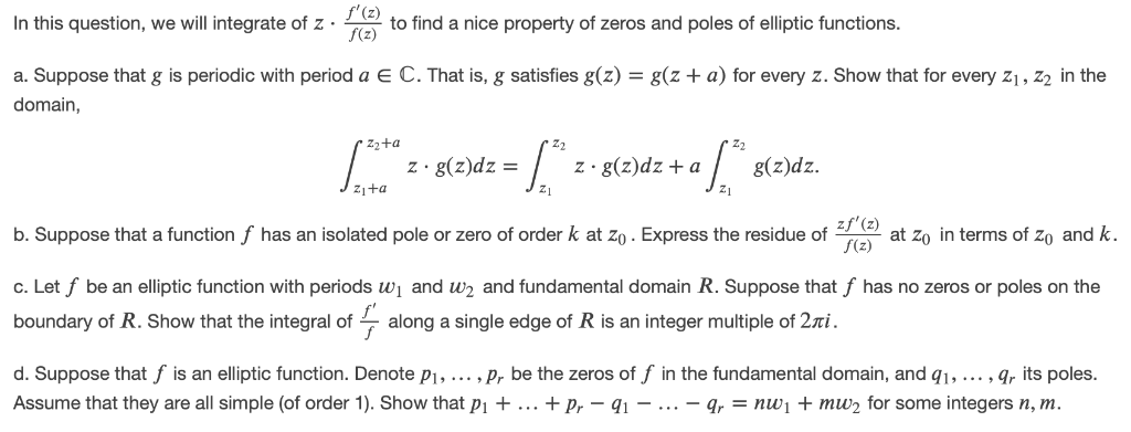 F Z F Z In This Question We Will Integrate Of Chegg Com