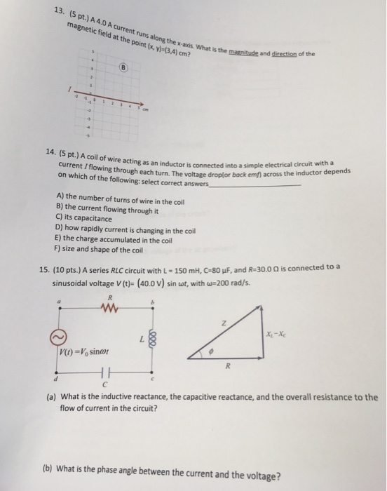 Solved 13 5 Pt A 4 0 A Current Runs Along The X Axis Chegg Com