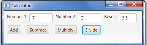 Calculator Number 22 Number 1 7 Result 3.5 Multiply Add Subtract Divide