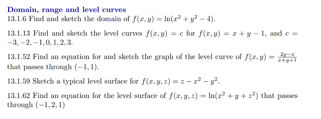 Solved Domain Range And Level Curves 1316 Find And Ske