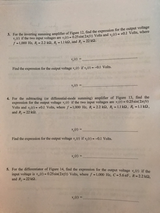 Solved V T If The Two Input Voltages Are V T 0 25 Sin Chegg Com