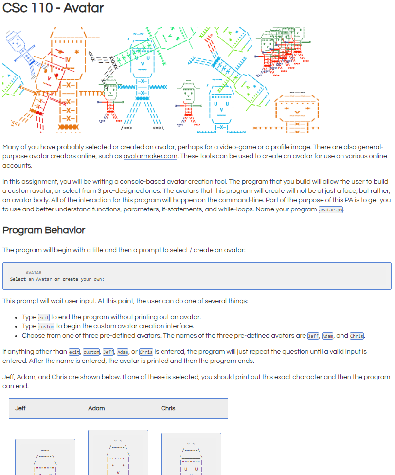 Picture of the avatar creator displaying the customization tool box on