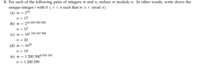 5 For Each Of The Following Pairs Of Integers M And Chegg Com