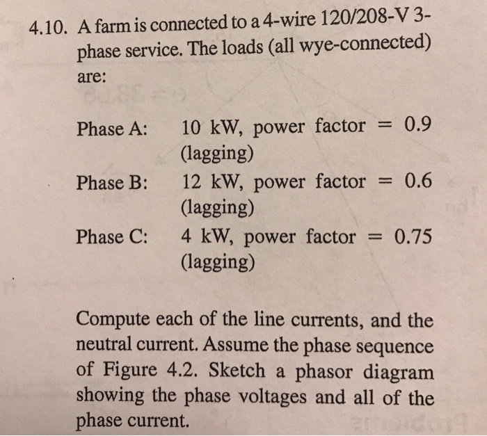 Solved 4 10 A Farm Is Connected To A 4 Wire 1 8 V 3 Chegg Com