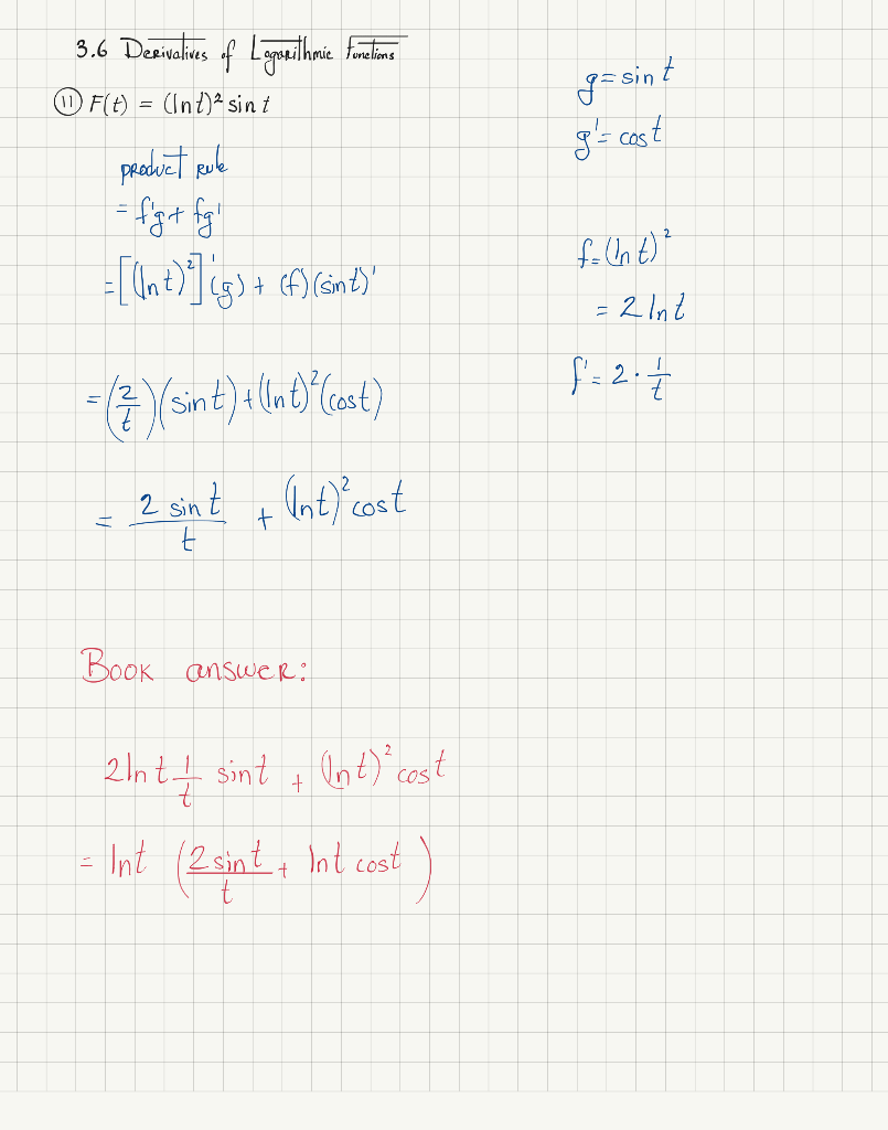 Solved Differentiate The Function F T Lnt 2sint Pleas Chegg Com