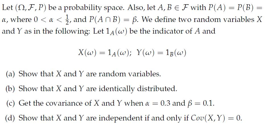 Solved Let Q F P Be A Probability Space Also Let A Chegg Com