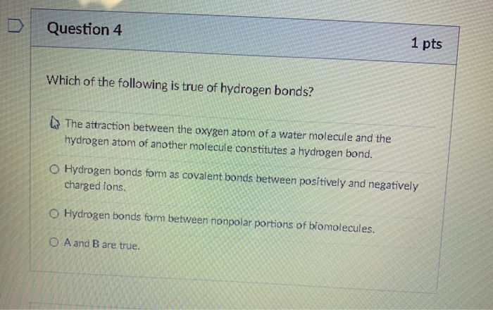 Solved 1 Pts D Question 4 Which Of The Following Is True Chegg Com