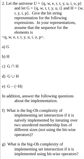 Solved 2 Let The Universe U Q W E R T Y U I O Chegg Com