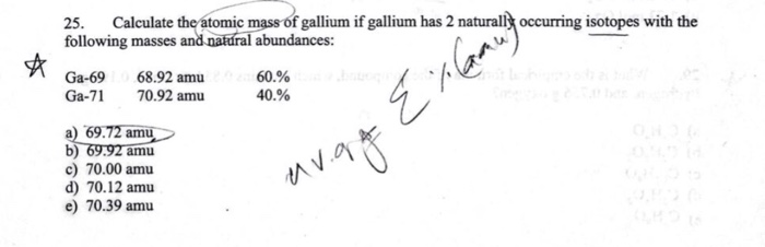 Mass number of gallium