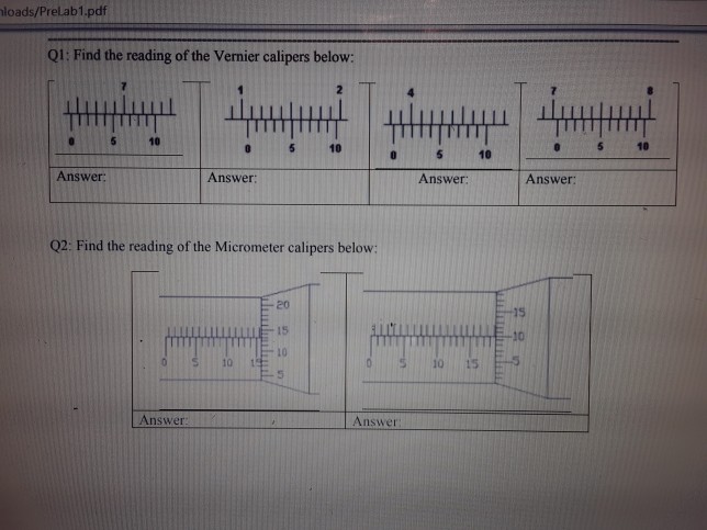 vernier caliper reading pdf