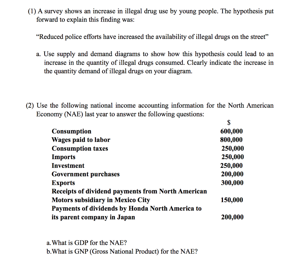 Solved (1) A survey shows an increase in illegal drug use by 