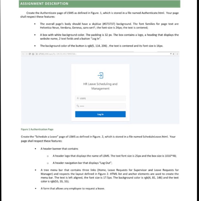 Assignment Description Create The Authenticate Pag Chegg Com