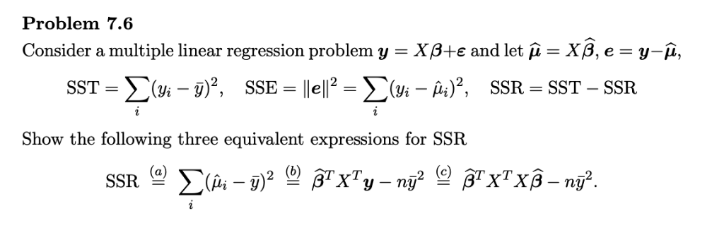 Solved Problem 7 6 Consider A Multiple Linear Regression Chegg Com