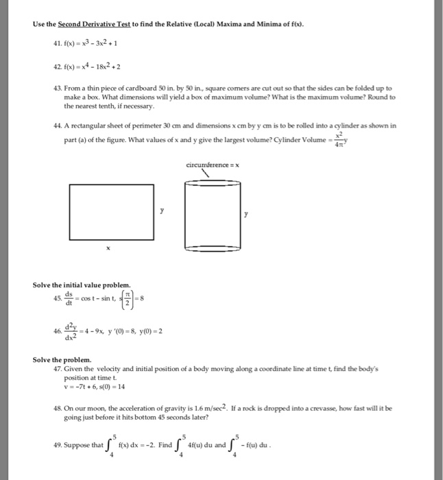 Solved Use The Second Derivative Test To Find The Relativ - 