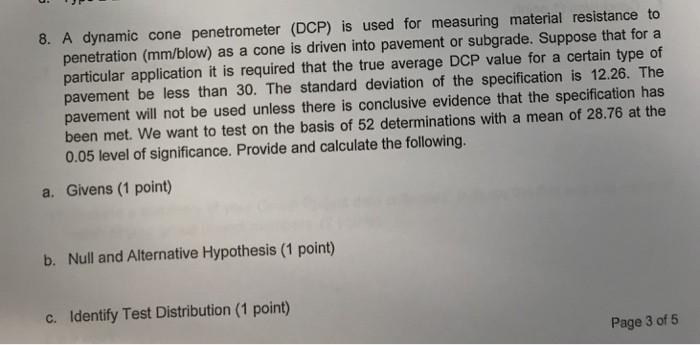 Solved 8 A Dynamic Cone Penetrometer Dcp Is Used For M