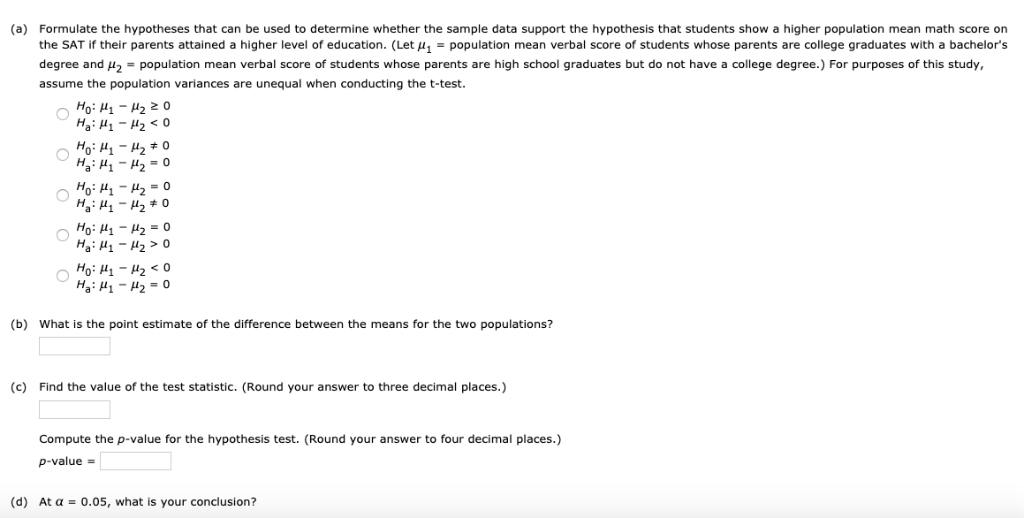 Answered: The College Board provided comparisons…