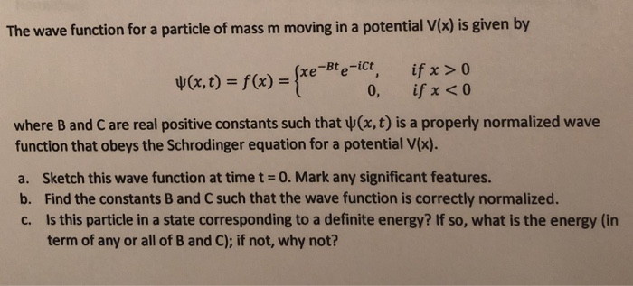 Solved The Wave Function For A Particle Of Mass M Moving Chegg Com