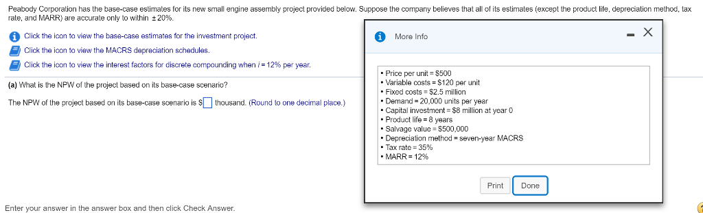 A What Is The Npw Of The Project Based On Its Chegg Com