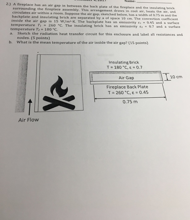Solved Name 2 A Fireplace Has An Air Gap In Between Th