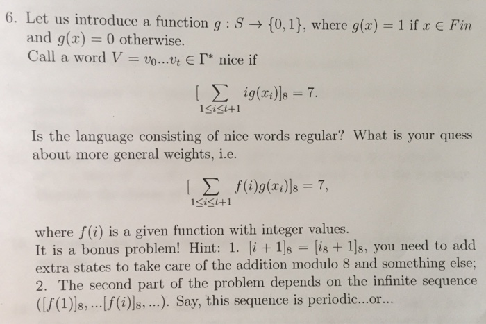 6 Let Us Introduce A Function G S 0 1 Wher Chegg Com