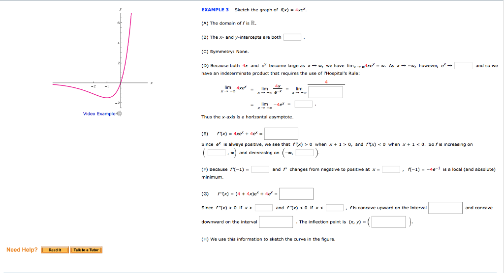 Solved Example 3 Sketch The Graph Of Rx 4xex A The D Chegg Com