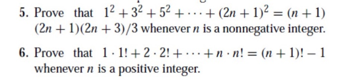 Solved 5 Prove 12 32 52 2n 1 2 N 1 2n 1 2n 3 3 Whenever N Nonnegative Integer 6 Prove 111 22 N Q