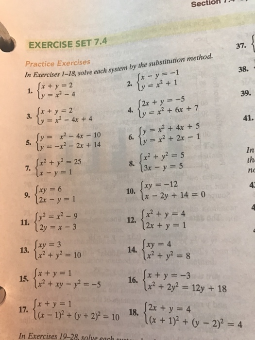 Solve Each System By The Substitution Methos X Y Chegg Com