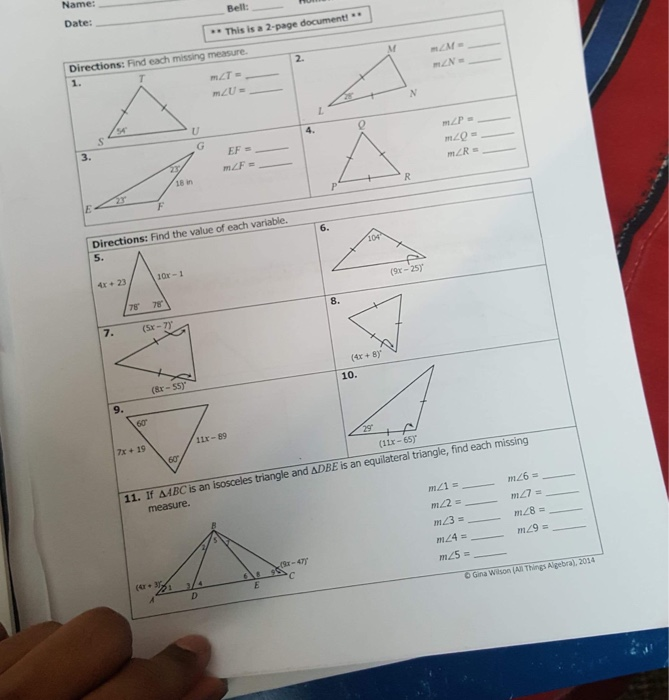 Unit 6 Relationships In Triangles Gina Wision - 4 Geometry ...