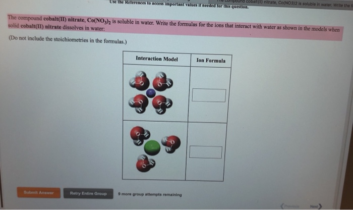 Solved L Nitrate Co No3 2 Is Soluble In Water Write The Chegg Com