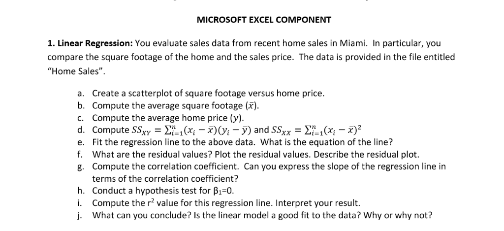 microsoft excel linear regression