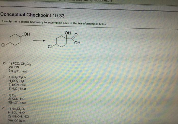 Conceptual Checkpoint 19 31 Identify The Reagents Chegg 