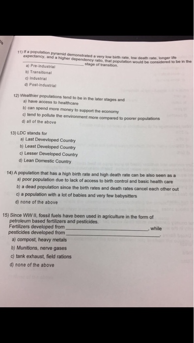 Solved If A Population Pyramid Demonstrated A Very Birth Chegg Com