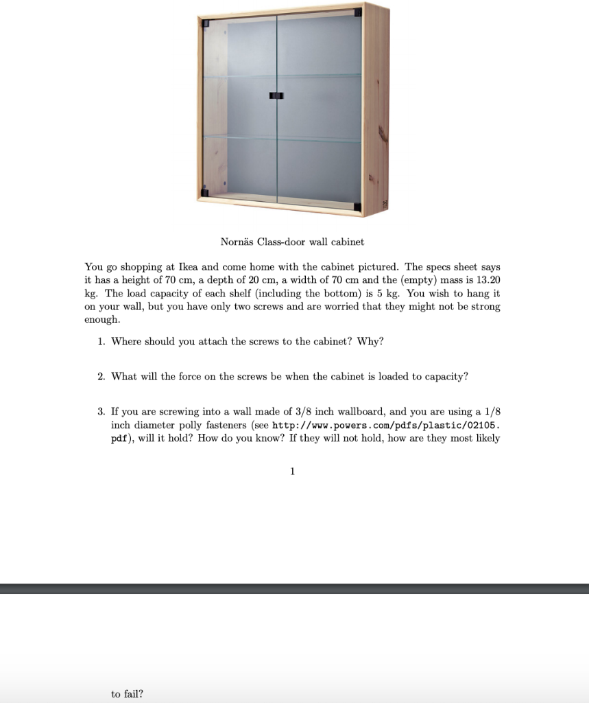 Solved Nornas Class Door Wall Cabinet You Go Shopping At