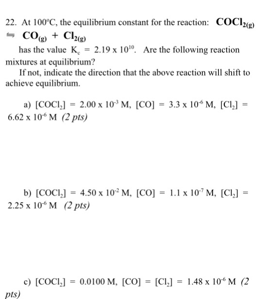 Solved At 100 Degree C The Equilibrium Constant For The Chegg Com