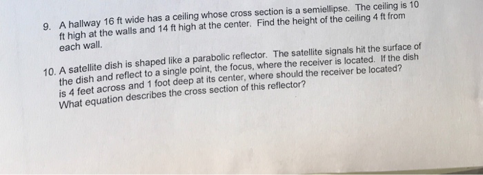Solved 9 A Hallway 16 Ft Wide Has A Ceiling Whose Cross