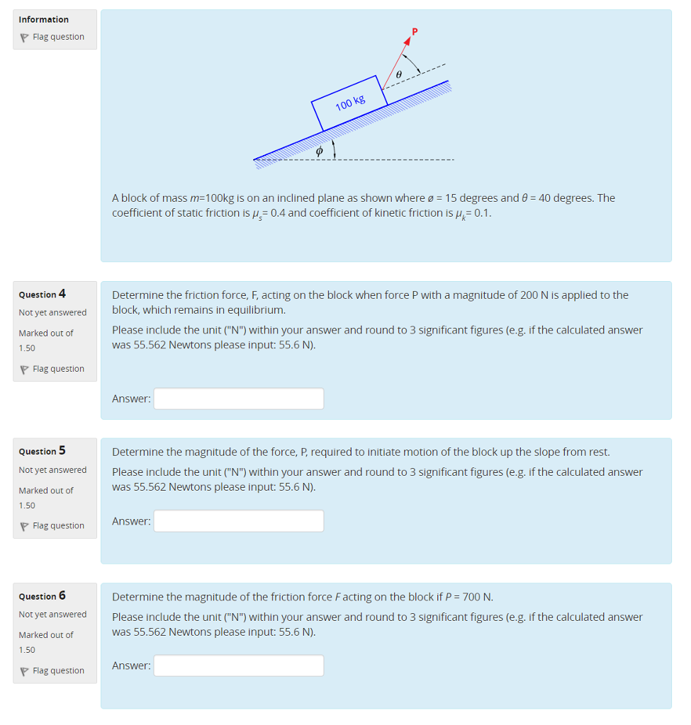 Solved Information P Flag Question 100 Kg A Block Of Mass Chegg Com