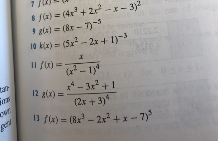 Solved F X 4x 3 2x 2 X 3 2 G X 8x 7 5 Chegg Com