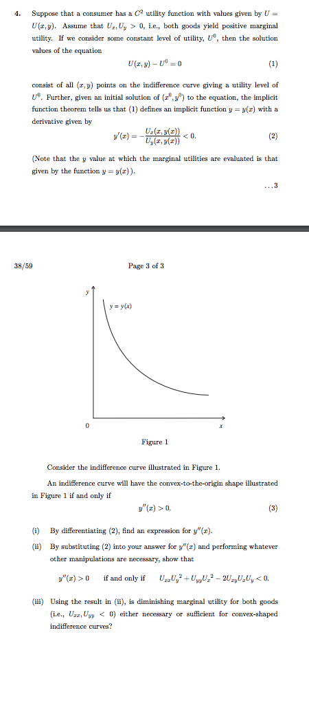 4 Suppose That A Consumer Has A C2 Utility Functi Chegg Com