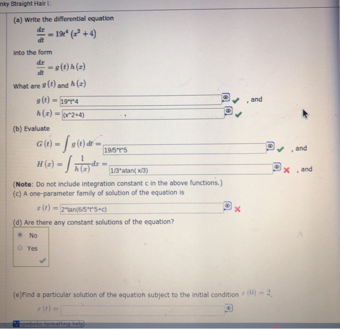 Solved Nky Straight Hair L A Write The Differential Equ Chegg Com