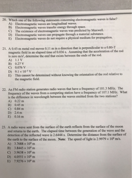 Solved Which One Of The Following Statements Concerning E