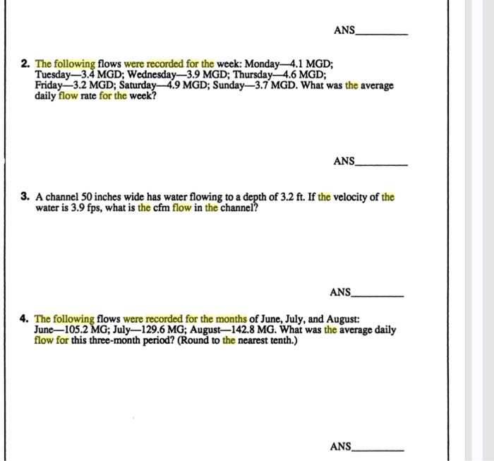 Solved Ans 2 The Following Flows Were Recorded For The W Chegg Com