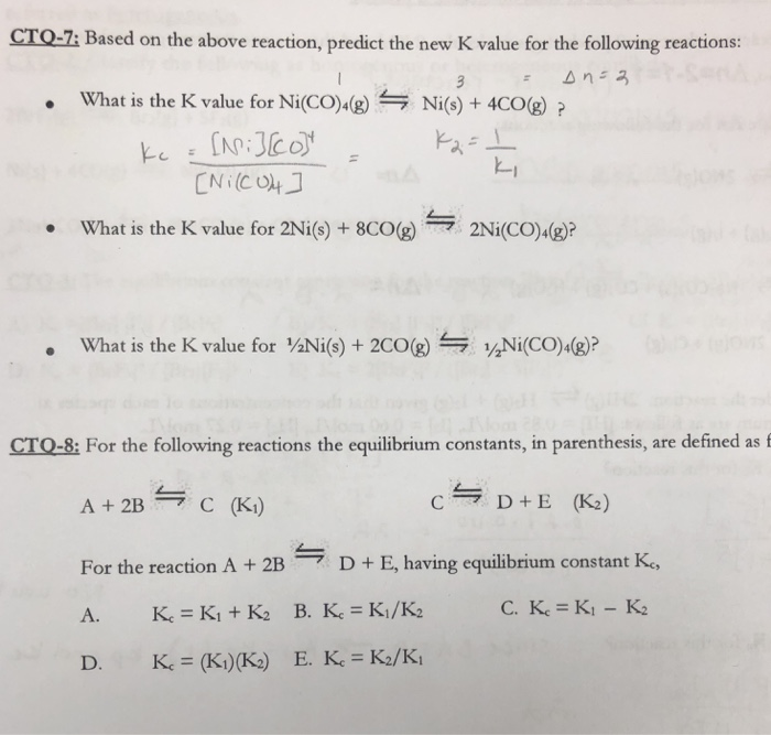 Solved Cto 7 Based On The Above Reaction Predict The Ne Chegg Com