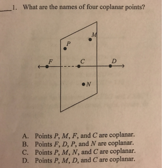 Solved 1 What Are The Names Of Four Coplanar Points A Chegg Com