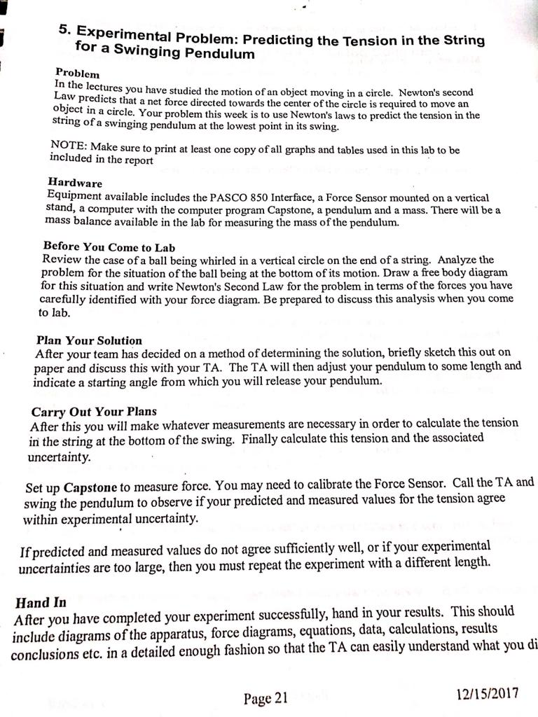 Ab Report On Predicting The Tension In The String