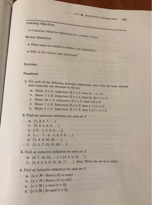 Solved 3 1 Inductively Depined Sets Iss Learning Objectiv Chegg Com