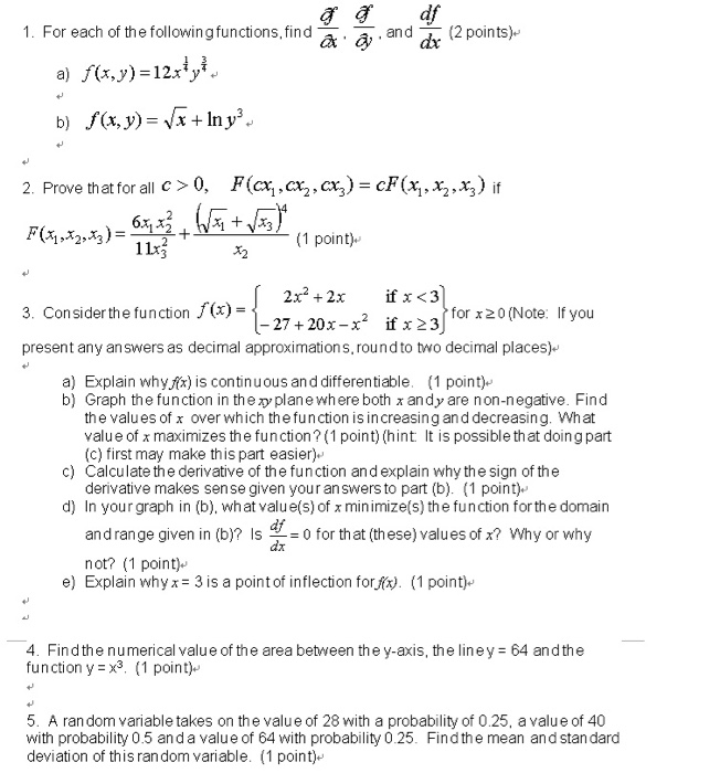 Solved For Each Of The Following Functions Find Partial Chegg Com